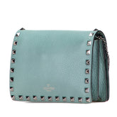 ヴァレンティノ ロックスタッズ チェーン ショルダーバッグ グリーン レザー レディース VALENTINO 【中古】